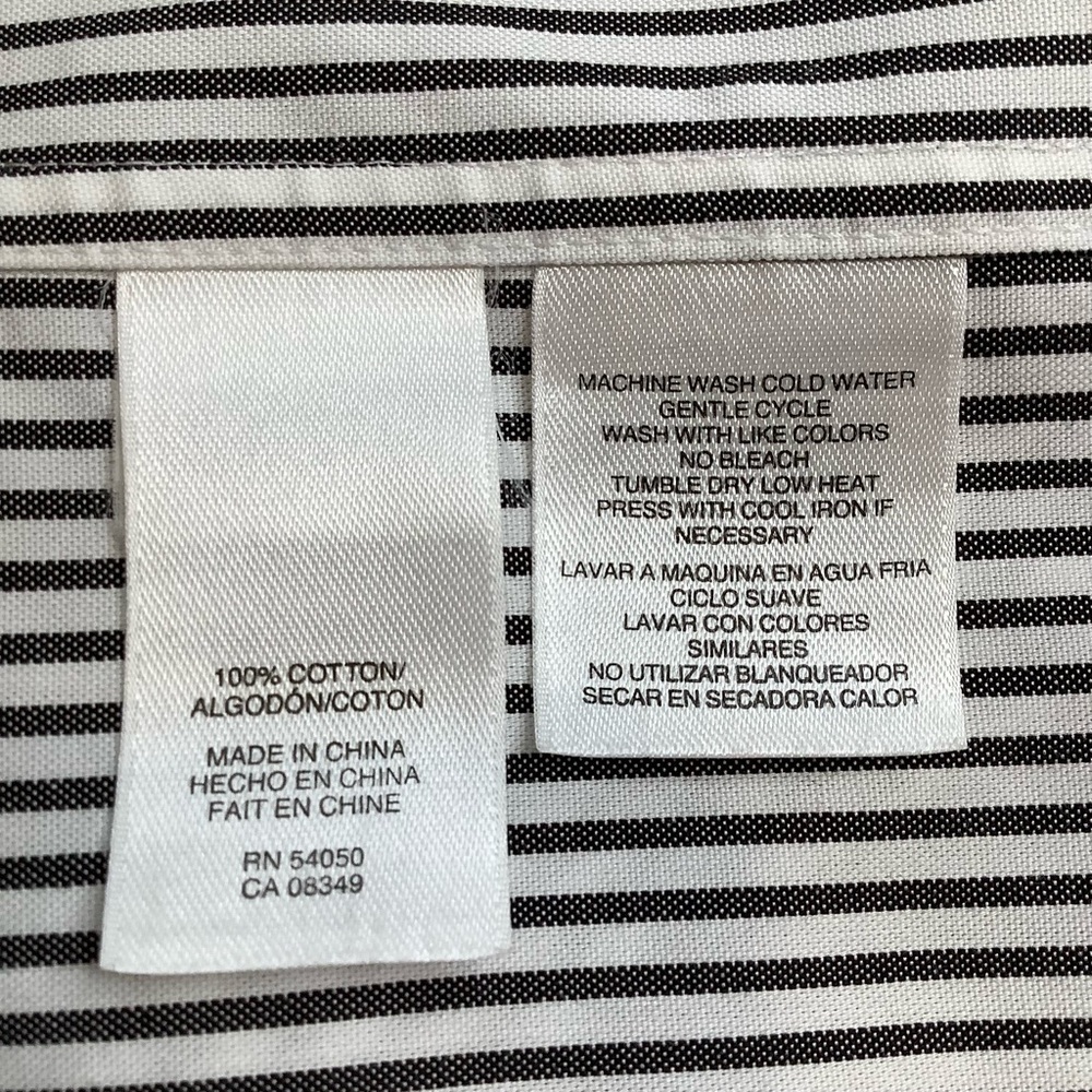 JONES NEW YORK Black/White Striped Button Down Shirt Size M - Picture 9 of 10